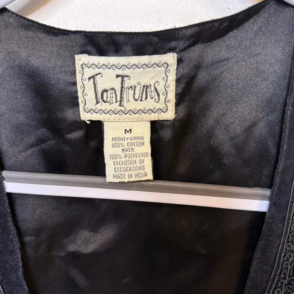 TanTrums Velvet Patchwork Floral Vest Boho Sz M